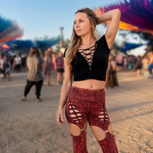 Cosmos Braided Crop Tee, Festival, Slit weave, Pole, Hula hoop, Burning man image 2