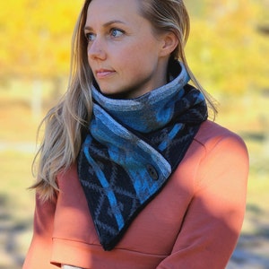 Teal and Black Southwest Adventure Snap Scarf image 2