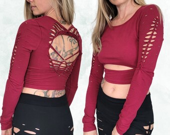 Serenity Peekaboo crop Braided Shirt/Festival//Yoga//Boho