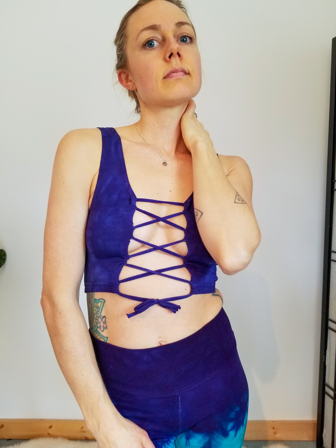 Power Berry Reversible Lace Up Crop Top Open back Yoga Tank | Etsy