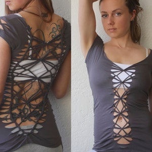 Braided T-Shirt, open back t-shirt DIAMOND
