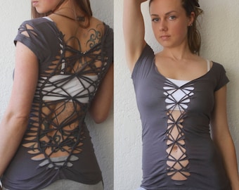 Braided T-Shirt, open back t-shirt DIAMOND