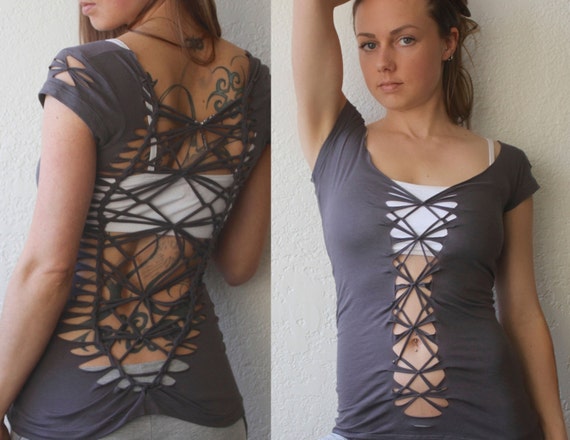 Braided T-shirt Open Back T-shirt DIAMOND - Etsy