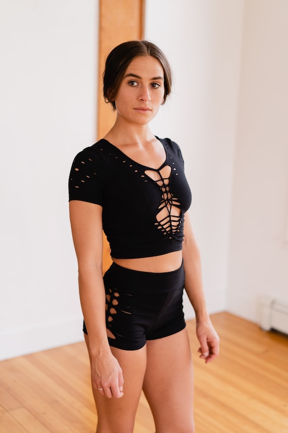 Aura Braided Crop Tee, Festival, Slit weave, Pole, Hula hoop, Burning man
