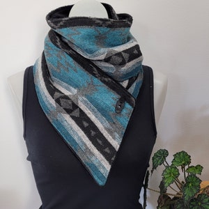 Teal and Black Southwest Adventure Snap Scarf image 6