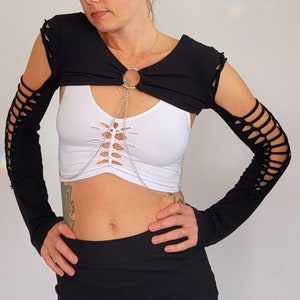 Ethereal Long Sleeved Chain Shrug Braided Shirt/Festival//Yoga//Boho image 1