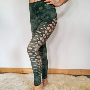 Sage Yoga leggings Hand Dyed image 2