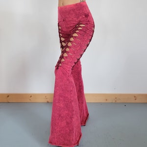 Mineral Wash Rose Flare Yoga Pants: Ripped Foldover Waist