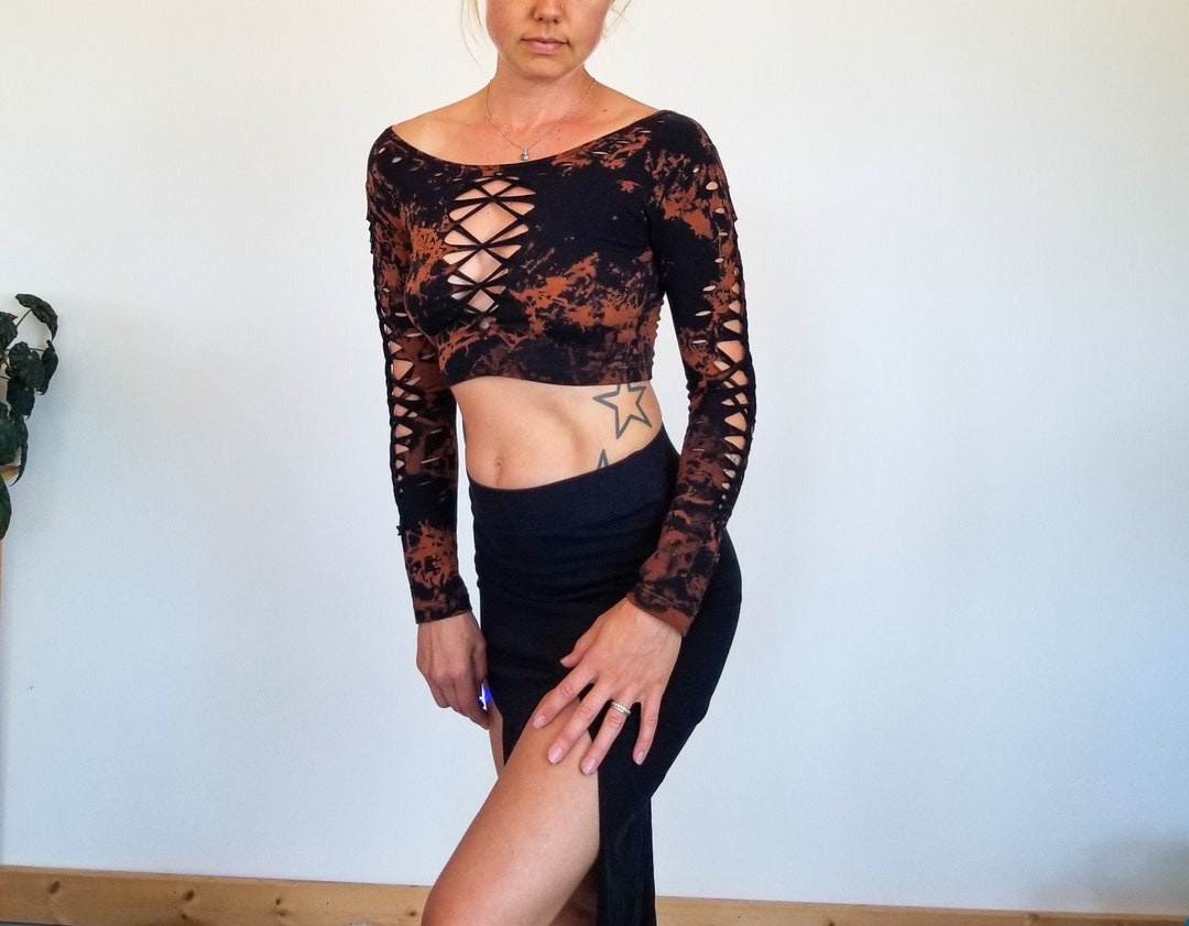 Wild Fire Long Sleeved Crop Top Braided Shirt/festival//yoga//boho - Etsy