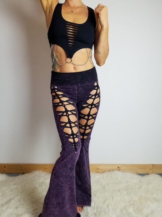 Waist Tie Flares in Washed Black - Grace and Lace