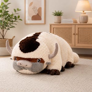 Peluche de bisonte esponjoso, suave animal de peluche de búfalo, decoración para guardería, regalo para niños y adultos.
