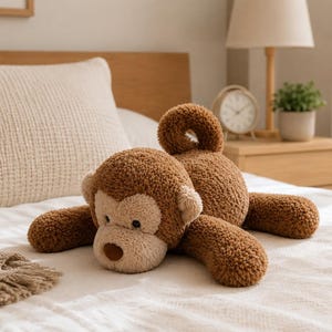 Brown Monkey Plush Toy, Soft Stuffed Monkey, Baby Shower Gift, Nursery Decor