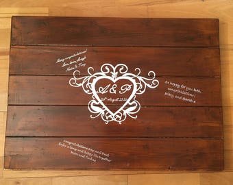 Wooden wedding guest message board