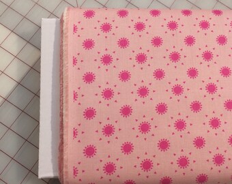 Half yard cut of Suns on Pink - Continuous yardage available, sold by half yard - quilting weight cotton