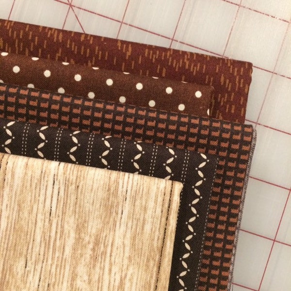 Brown Fat Quarter Bundle - set of 5 - #53