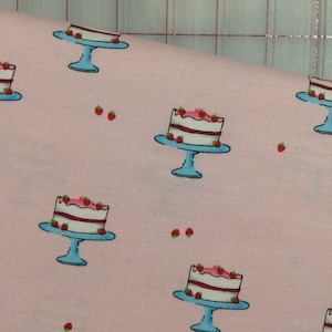 FAT QUARTER cut of What's Cooking - Strawberry Delight in Pink by Michael Miller