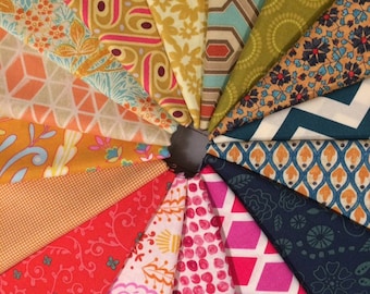 16 Fat Quarters - Regenbogen von Juwelentönen - Verschiedene Designer # 63 - Quilting-Stoff aus Baumwolle