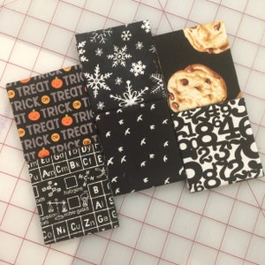 Black I Spy Set of 6 - Fat 16 cuts -  Set #210  Black I spy quilt fabric scraps