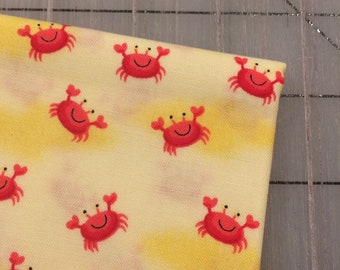 FAT QUARTER cut of Yellow quilt fabric by Gail Cadden - Crabs in the sand