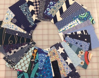 Set of Blue Designer Quilt Scraps for Sewing, Quilting, Applique, Patchwork and more - Set #321