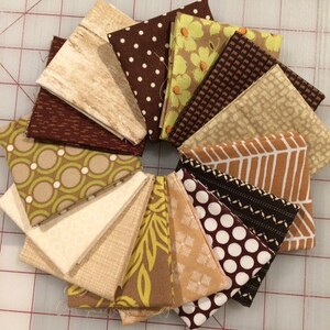Set of Fourteen Brown Fat 16 cuts - Set #204- Brown Quilting Weight Cotton Fabric Blenders