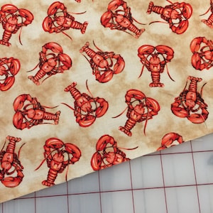 FAT QUARTER cut - High Tide  - Lobsters on Sand **FQ cuts only** - Quilting weight cotton fabric