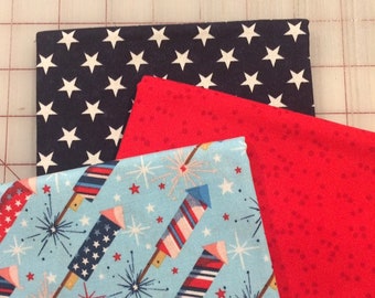 Patriotic Fabric set -  3 Fat Quarter Cuts - Set #70