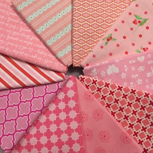 10 Pink Blenders -  Fat Quarter Cuts - Set #50 - Cotton quilting fabric