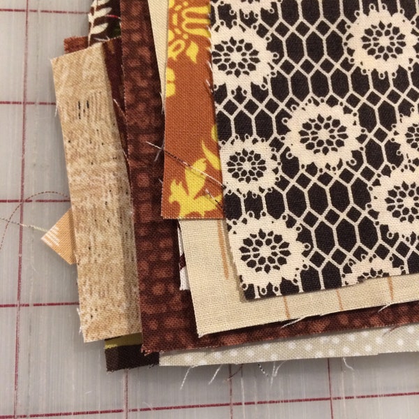 Brown/Tan  Designer Quilt Scraps for Sewing, Quilting, Applique, Patchwork, Miniatures and more - Set #312