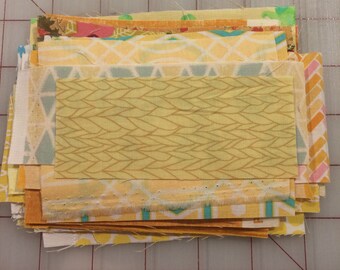 Set of Yellow Designer Quilt Scraps for Sewing, Quilting, Appliqué, Patchwork and more - Set #323