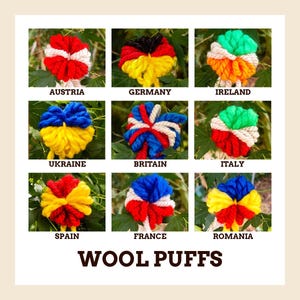 Country Flag Bow Silencers | Water-Resistant Acrylic Wool Bowstring Puffs | Traditional Archery String Dampeners | Recurve & Longbow Gear