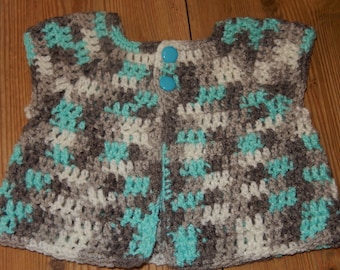 crochet baby cardigan, baby boy sweater, 0-6 month cardigan