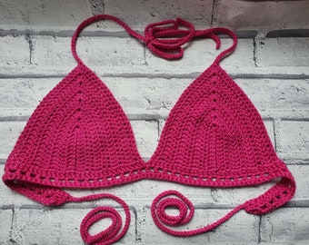 pink ladies bralette, ladies bra top, pink bikini top, size 10-14