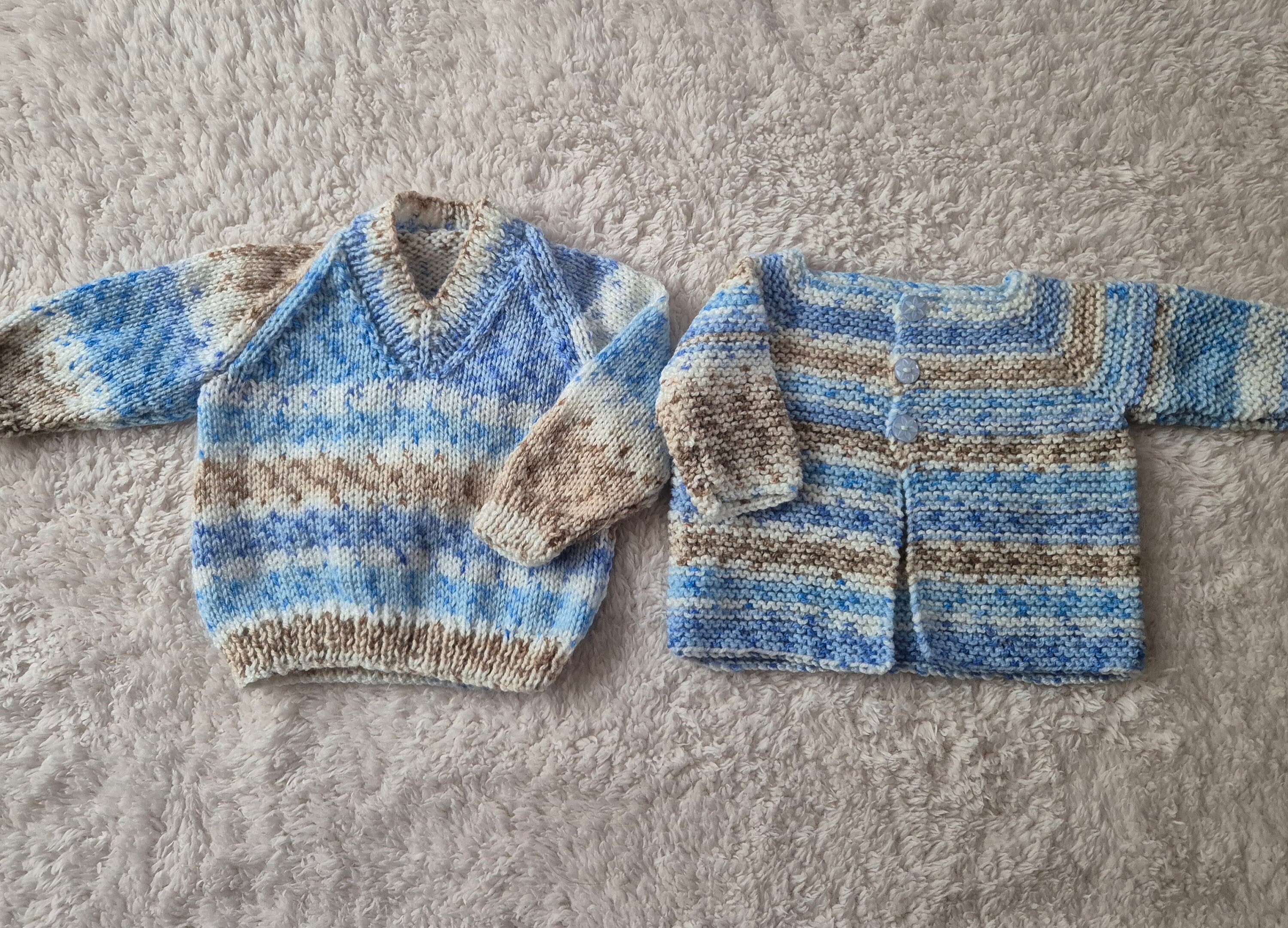 hand knit baby sweater, knitted baby jumper, blue mix sweater, handknit cardigan, newborn clothing, gift for baby