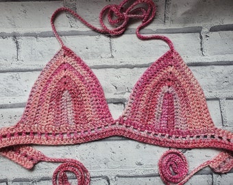 ladies bralette, ladies bra top, pink mix bikini top, size 12-14