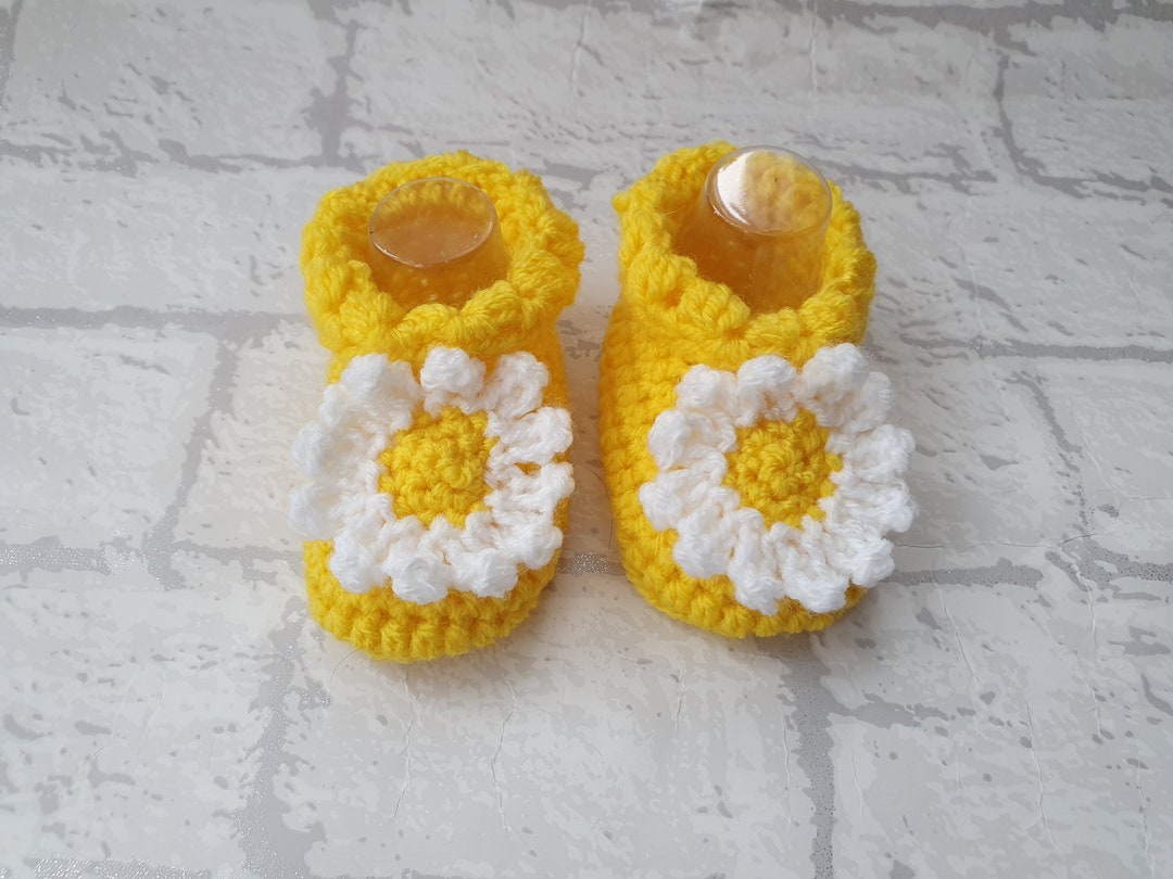 Yellow Baby Booties, Crochet Baby Shoes, Baby Daisy Shoes, Newborn, 03 Month, 36 Month Etsy