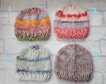 knitted baby beanie, hand knit baby hat, newborn baby cap