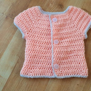 all&#39;uncinetto bambino cardigan, maglione bambine, cardigan pesca, 0-3 mese