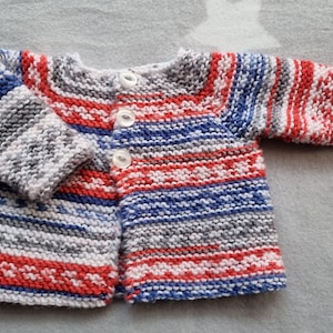 hand knit baby cardigan, multicolour baby sweater, newborn cardigan