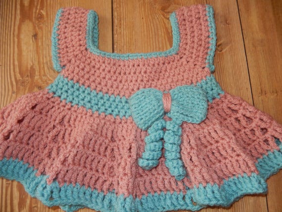 crochet baby top, pink and green top  top with bow and spirals, 9-12 month clothing, hand made top