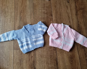 Knitted baby cardigan, handknit baby sweater, baby girl cardigan, baby boy sweater, 0-3 month clothing