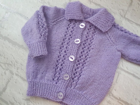 purple baby cardigan