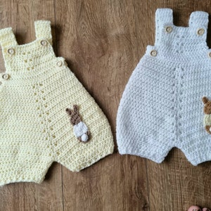 crochet baby romper, bunny infant romper, newborn clothing, 0-3 month clothing image 1