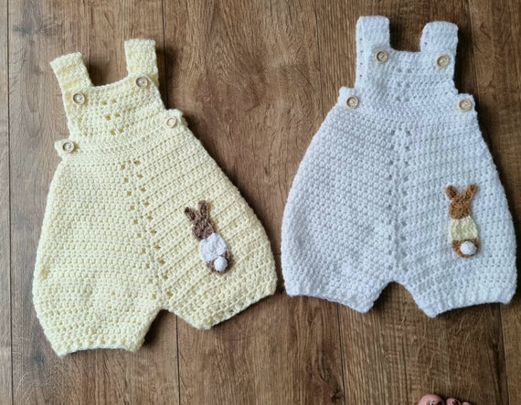 crochet baby romper, bunny infant romper, newborn clothing, 0-3 month clothing