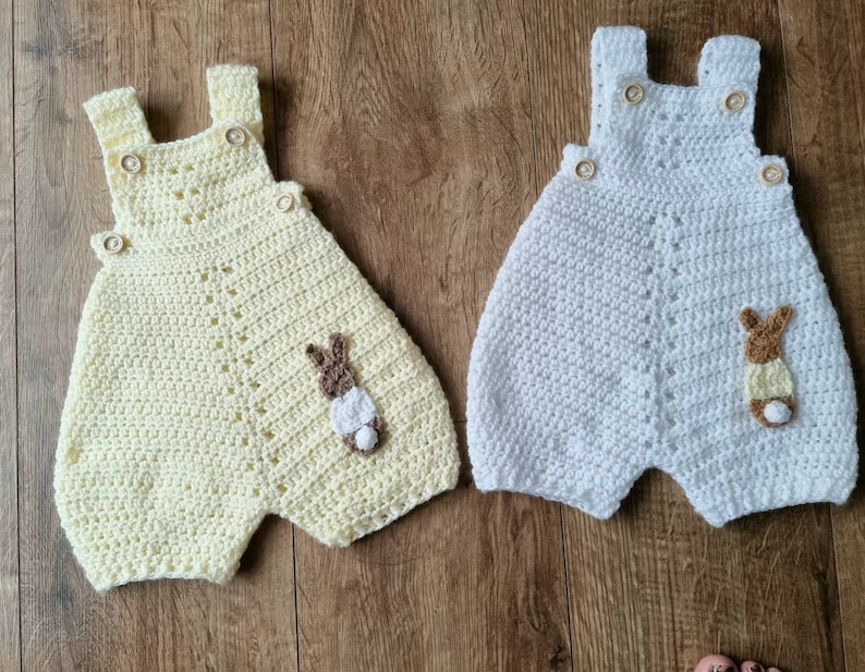 crochet baby romper, bunny infant romper, newborn clothing, 0-3 month clothing image 1
