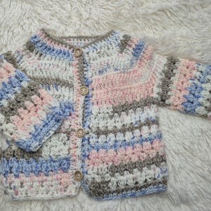 cardigan per neonati all&#39;uncinetto, cardigan per neonate, maglione multicolore fatto a mano, abbigliamento 0-3 mesi