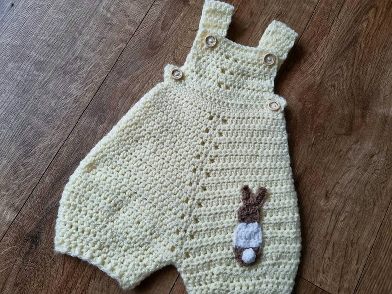 crochet baby romper, bunny infant romper, newborn clothing, 0-3 month clothing image 2