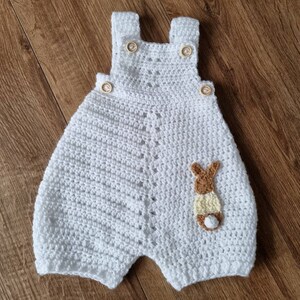crochet baby romper, bunny infant romper, newborn clothing, 0-3 month clothing image 3
