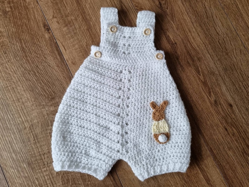 crochet baby romper, bunny infant romper, newborn clothing, 0-3 month clothing image 3