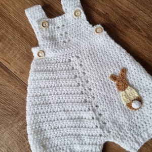 crochet baby romper, bunny infant romper, newborn clothing, 0-3 month clothing image 8